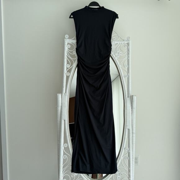 Abercrombie And Fitch Dress Small Tall Black Modal Blend Paloma Maxi Ruched - Picture 7 of 12